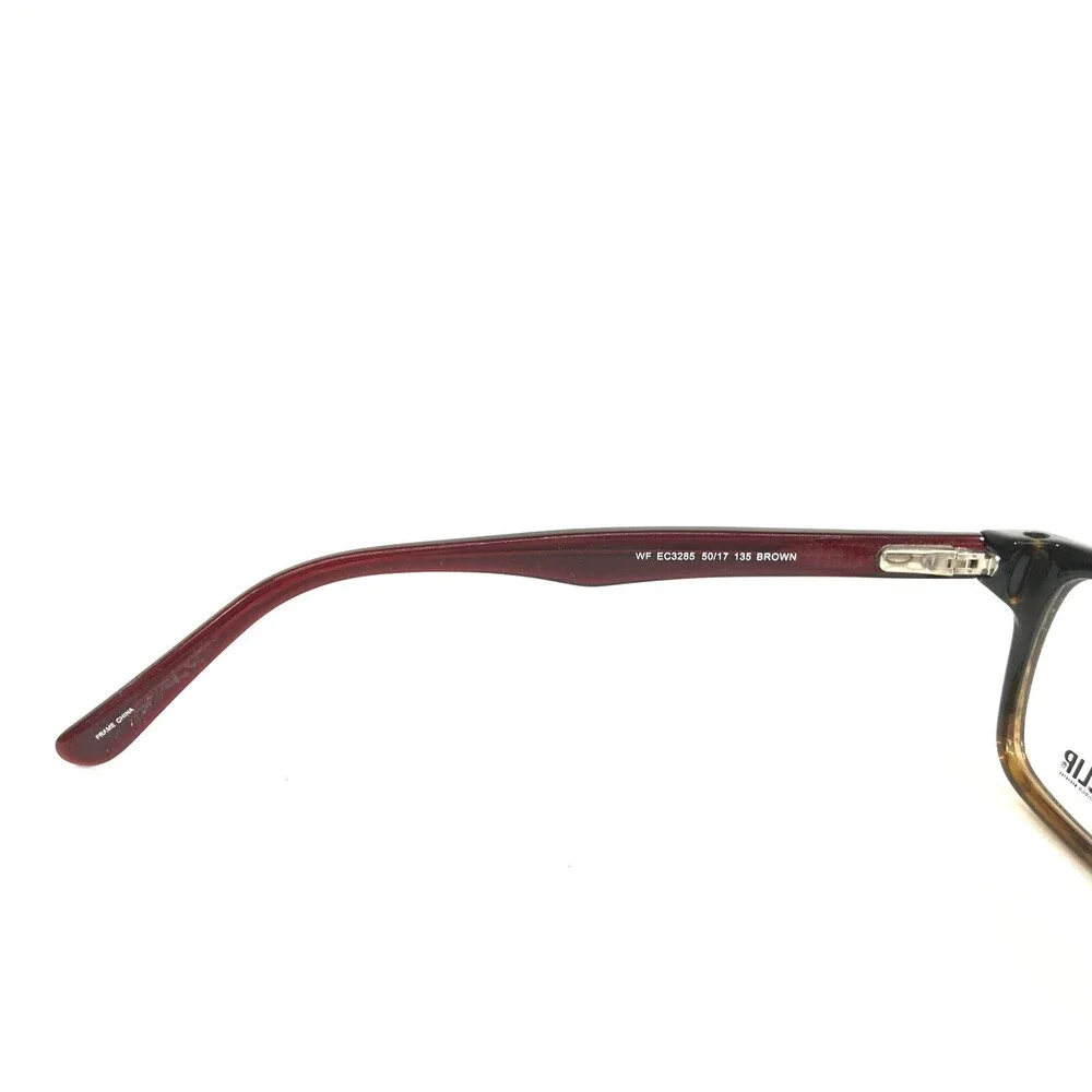 Easyclip Eyeglasses Frames WF EC3285 BROWN Red Square with Clip On Lenses